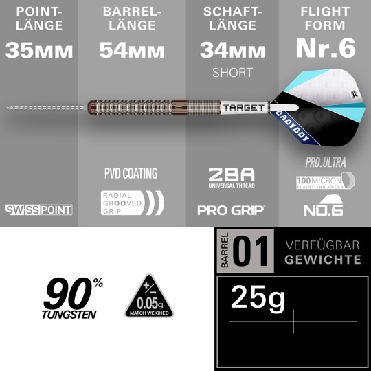 Target Adam Lipscombe - 90% Tungsten - Swisspoint - Steeldart
