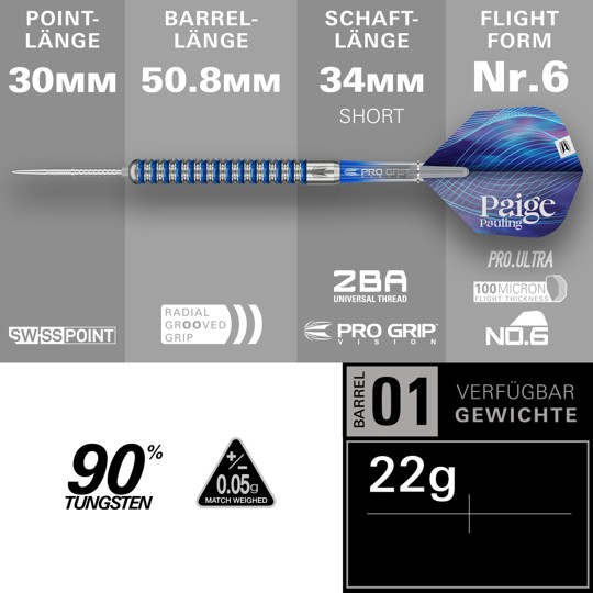 Target Paige Pauling - 90% Tungsten - Swisspoint - Steeldart