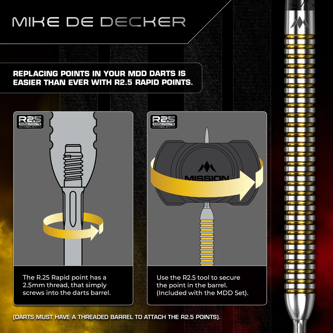 Mike De Decker Mission V2 - R2.5 - 95% Tungsten - Steeldart