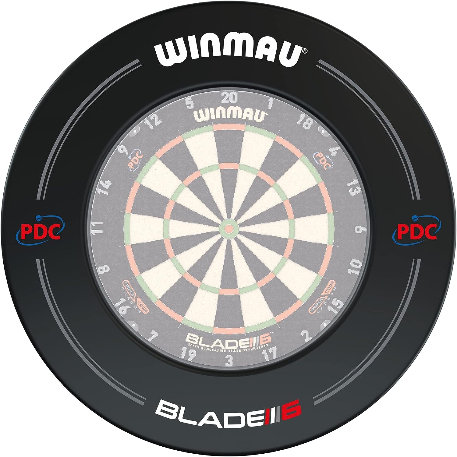Blade 6 Winmau Dartboard Surround mit PDC Aufdruck - Schwarz