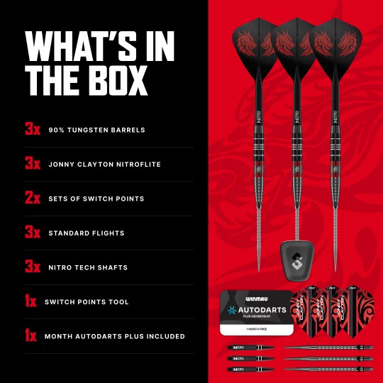 Jonny Clayton RD-Ultra 90% Switch Point Darts RedDragon - Steeldart