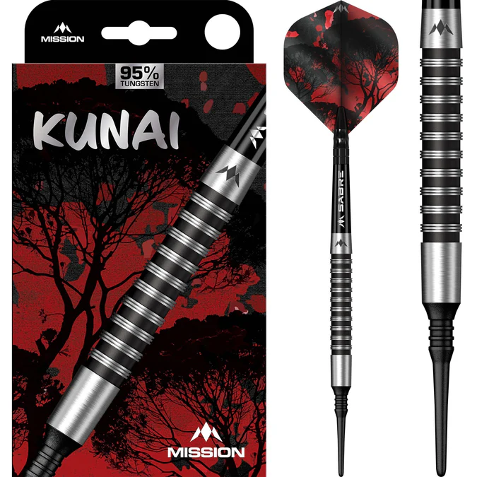 Mission Kunai Darts - 95% Tungsten - Black - Softdart
