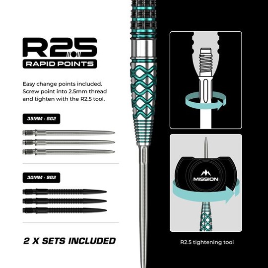 Mission Neptune Darts Set - 95% Tungsten - Steeldart