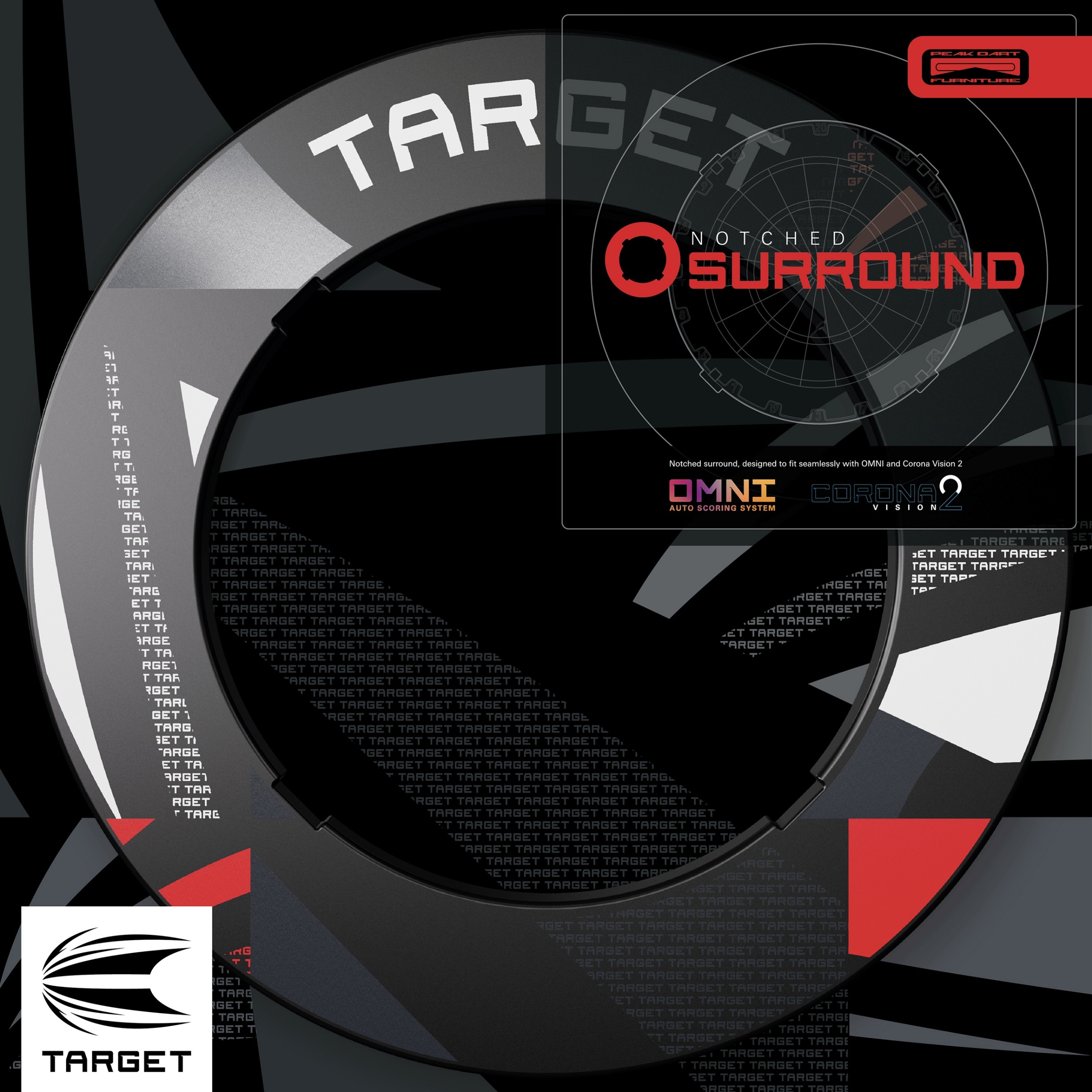 Target Patterned Notched Dartboard Surround