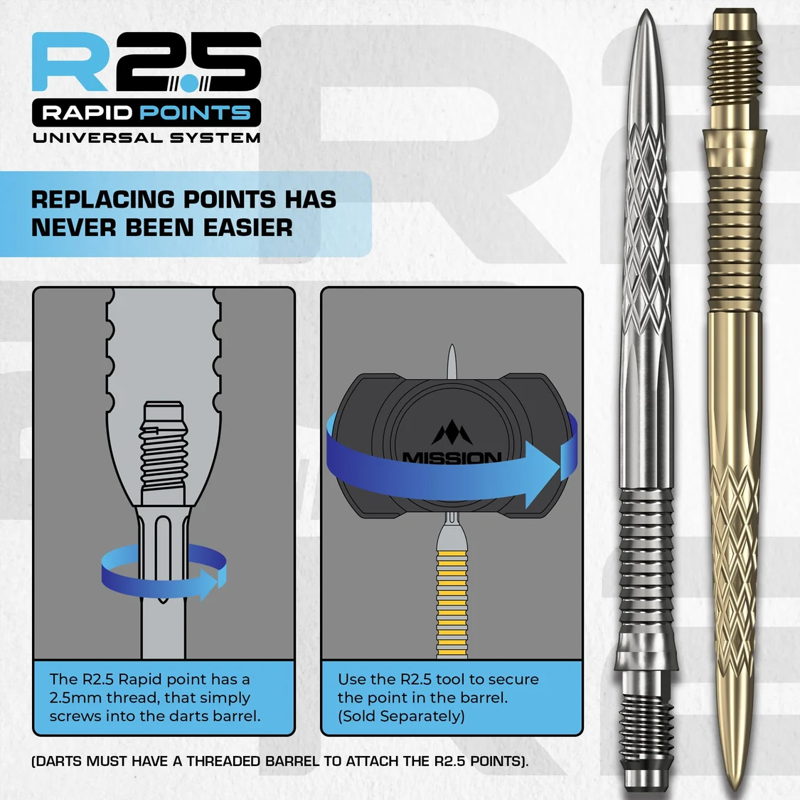 Mission DSX R2.5 Rapid Dart Points - Wechselspitzen - Silber