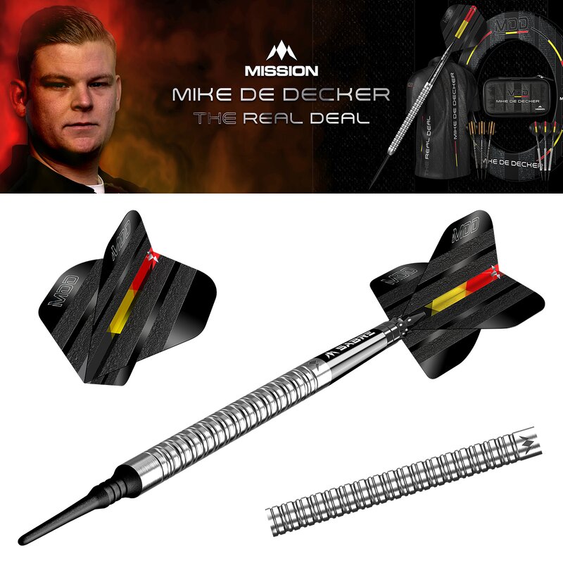 Mike De Decker Darts 95% Tungsten Silver Mission - Softdart