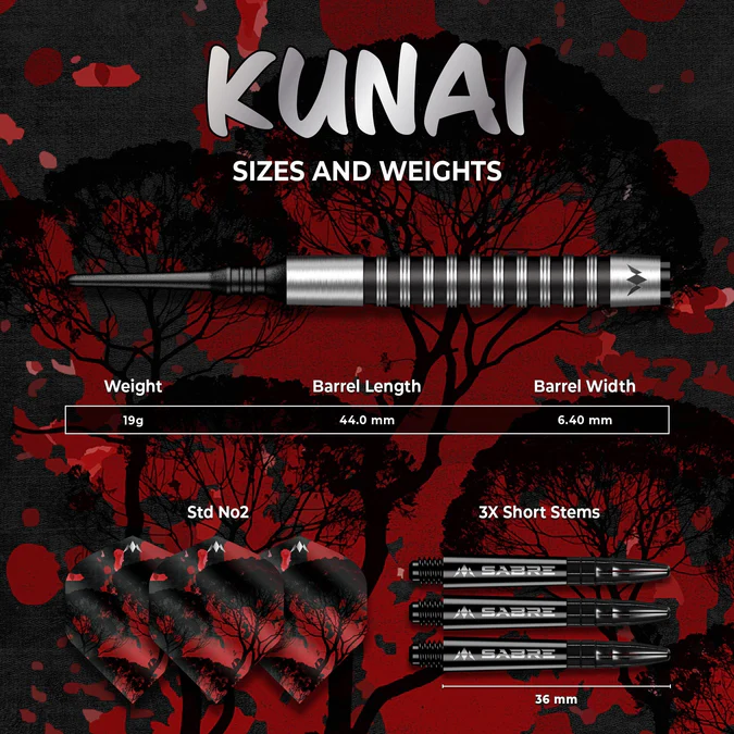 Mission Kunai Darts - 95% Tungsten - Black - Softdart