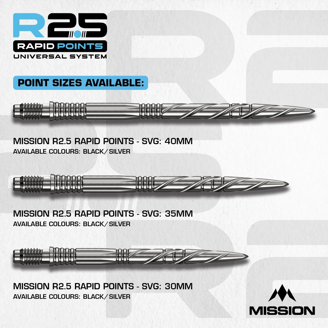 Mission SGV R2.5 Rapid Dart Points - Wechselspitzen - Silber