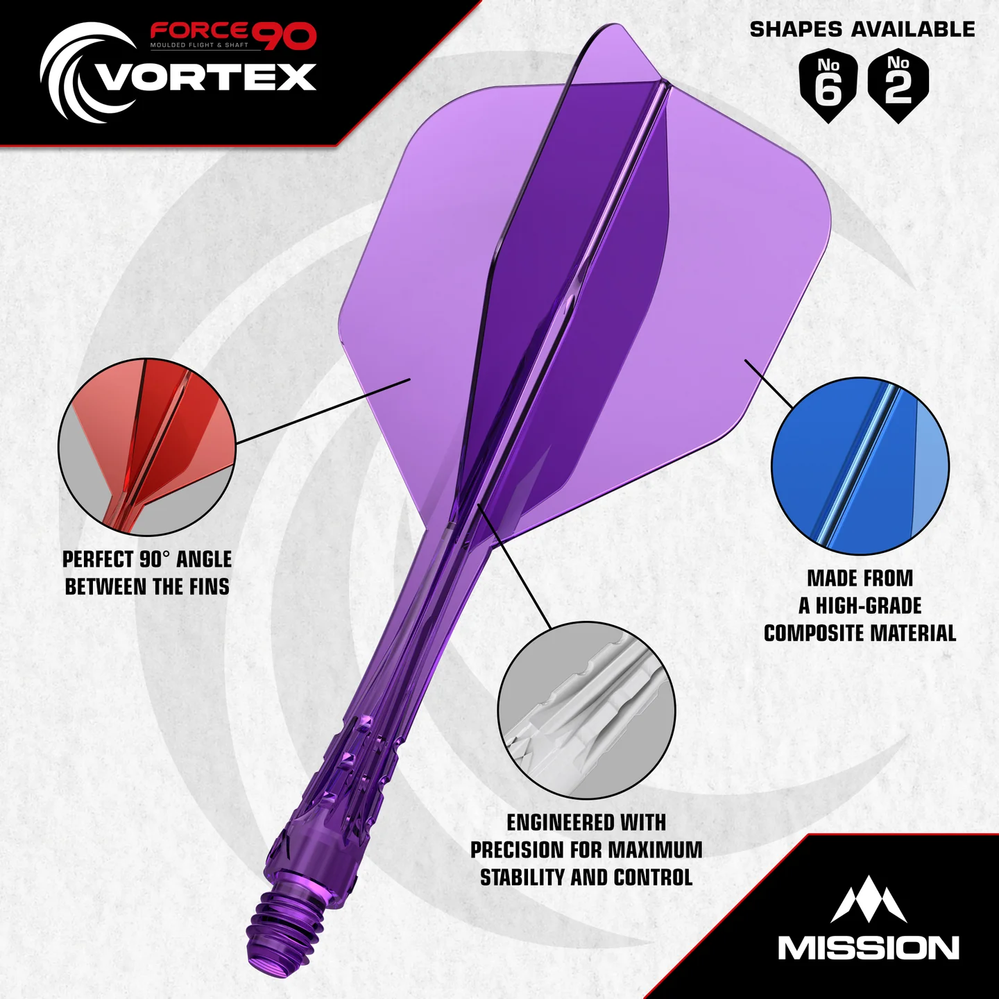 Mission - Force 90 Vortex - Flight-Shaft-System - Standard No6 - Neon gelb