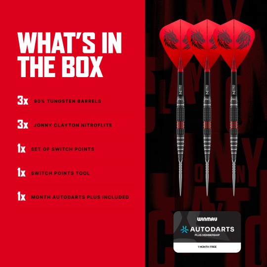 Jonny Clayton RD-Pro 90% Switch Point Darts RedDragon - Steeldart