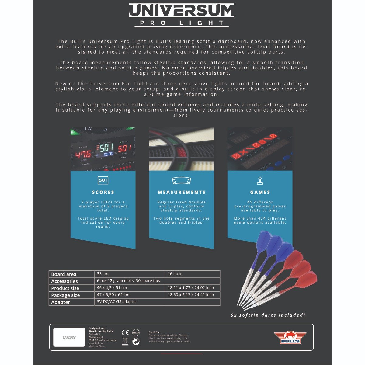 Bull's NL Universum Pro L Softtip Dartboard - Dartautomat