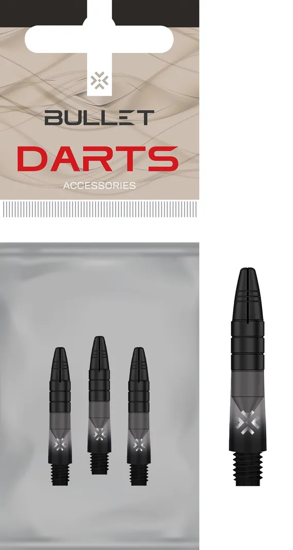 Bullet Shafts Black Aluminium Top - Schwarz/Grau