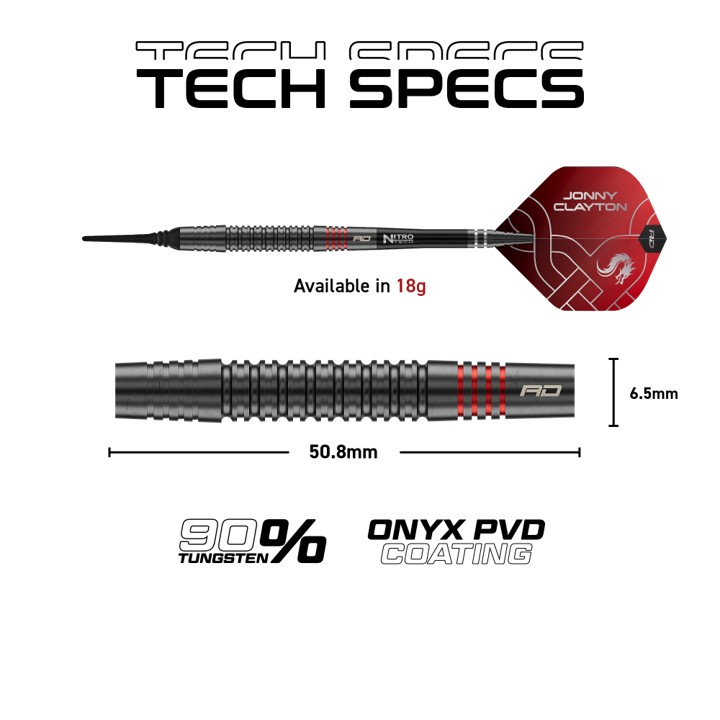 Jonny Clayton ADV-Pro 90% Tungsten Darts RedDragon - Softdart