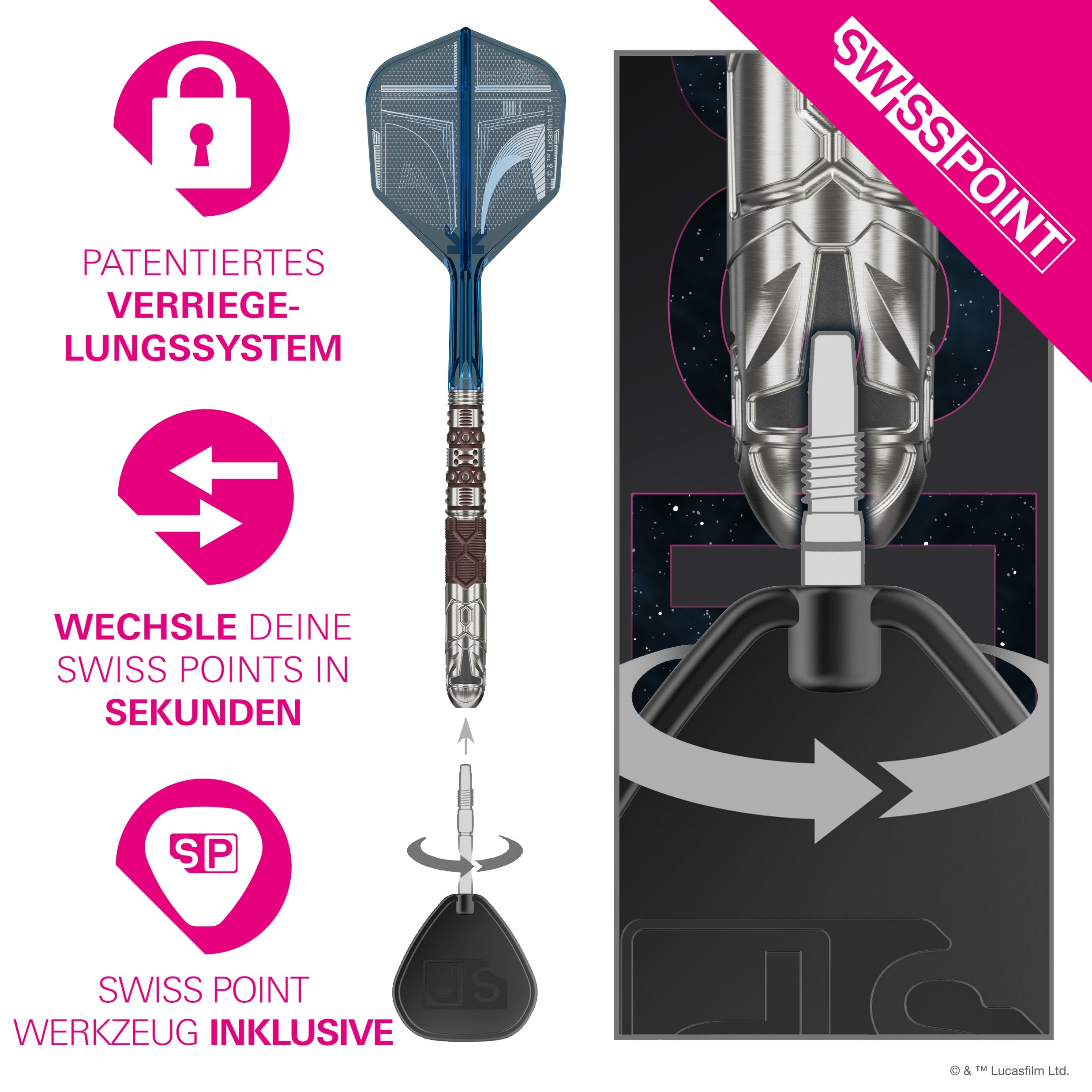 Target Star Wars Mandalorain 95% Tungsten Swiss Point - Steeldarts