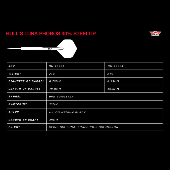 Bulls Luna Darts - Steel Tip - Phobos - Steeldart