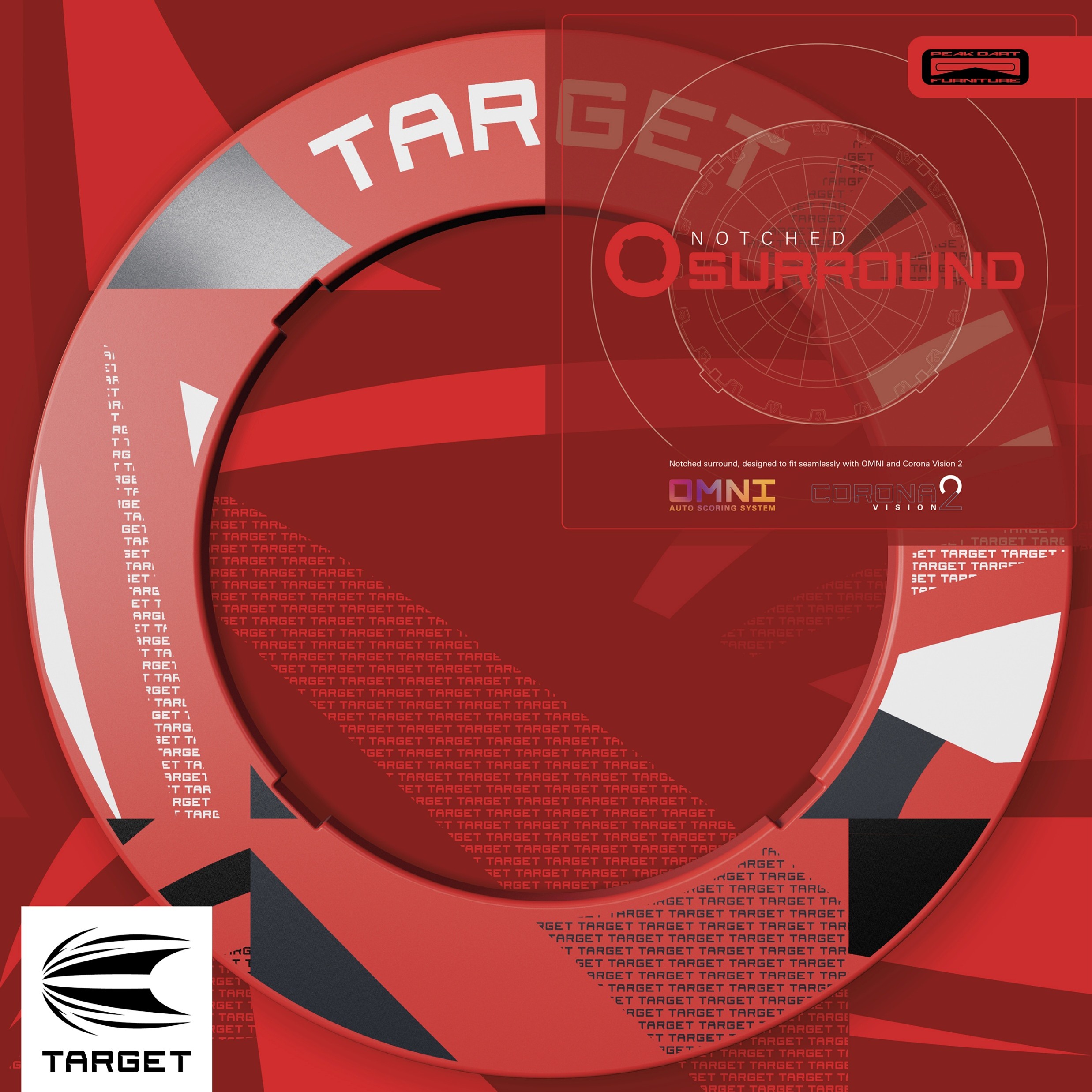 Target Patterned Notched Dartboard Surround