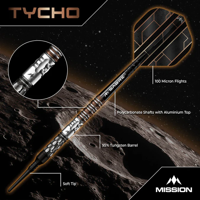 Mission Tycho Darts - 95% Black & Bronze - Softdart