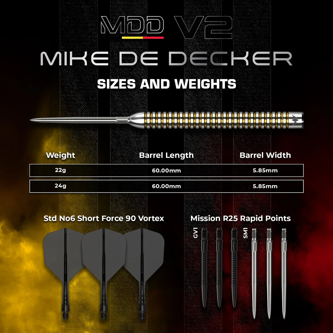 Mike De Decker Mission V2 - R2.5 - 95% Tungsten - Steeldart